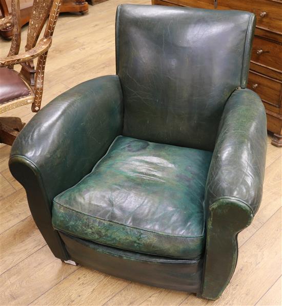 A 1930s leather armchair